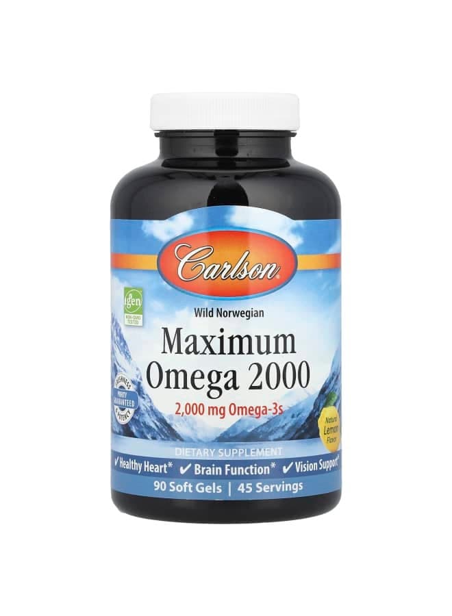Wild Norwegian, Maximum Omega 2000, Natural Lemon, 90 Soft Gels (1,000 mg per Soft Gel)