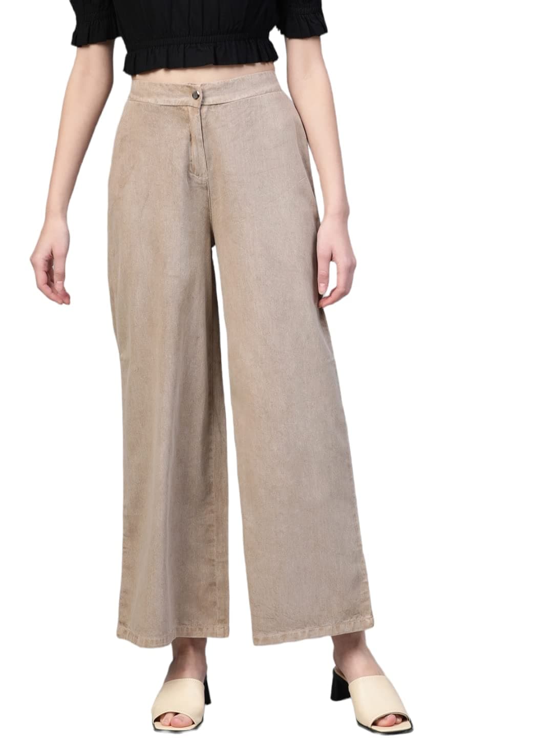 SASSAFRAS Beige Denim Flared Pant