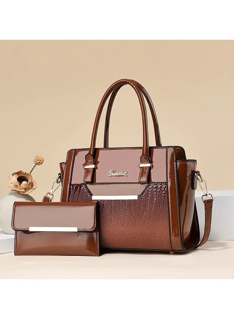Fashion Top Handle Satchel Bag, Crocodile Pattern Crossbody Bag, Women's Elegant Handbag, Shoulder Bag & Purse