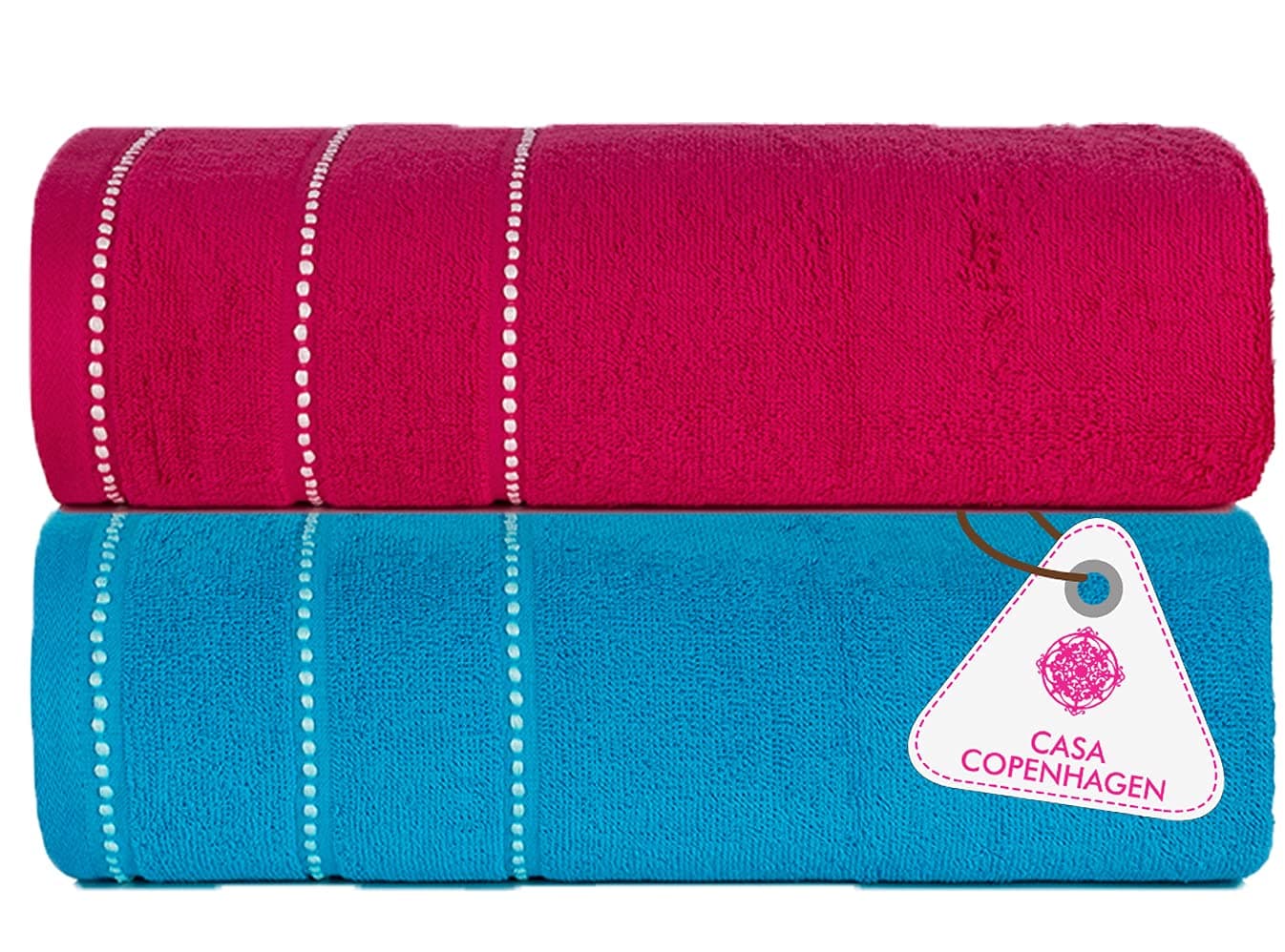 Casa Copenhagen Elite Collection Premium Cotton 2 Pcs Large Bath Towel- (75x150) Colour- Hawaiian Ocean,Pink