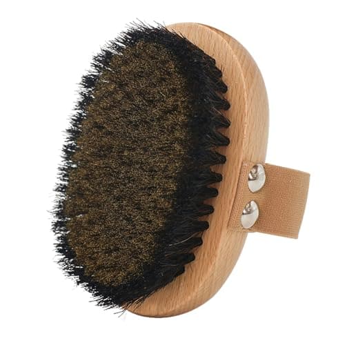 OWIIZI Copper Dry Brushing Body Brush with Ion Charged Copper Soft Bristles Antiskid Wooden Exfoliator Massage Body Scrubber