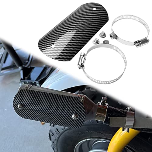 Tongze Motorcycle Exhaust Heat Shield: Universal Metal Steel Exhaust Muffler Pipe Heat Insulation Cover for Mini Bike, Cool Carbon Fiber Style(144MM Length)