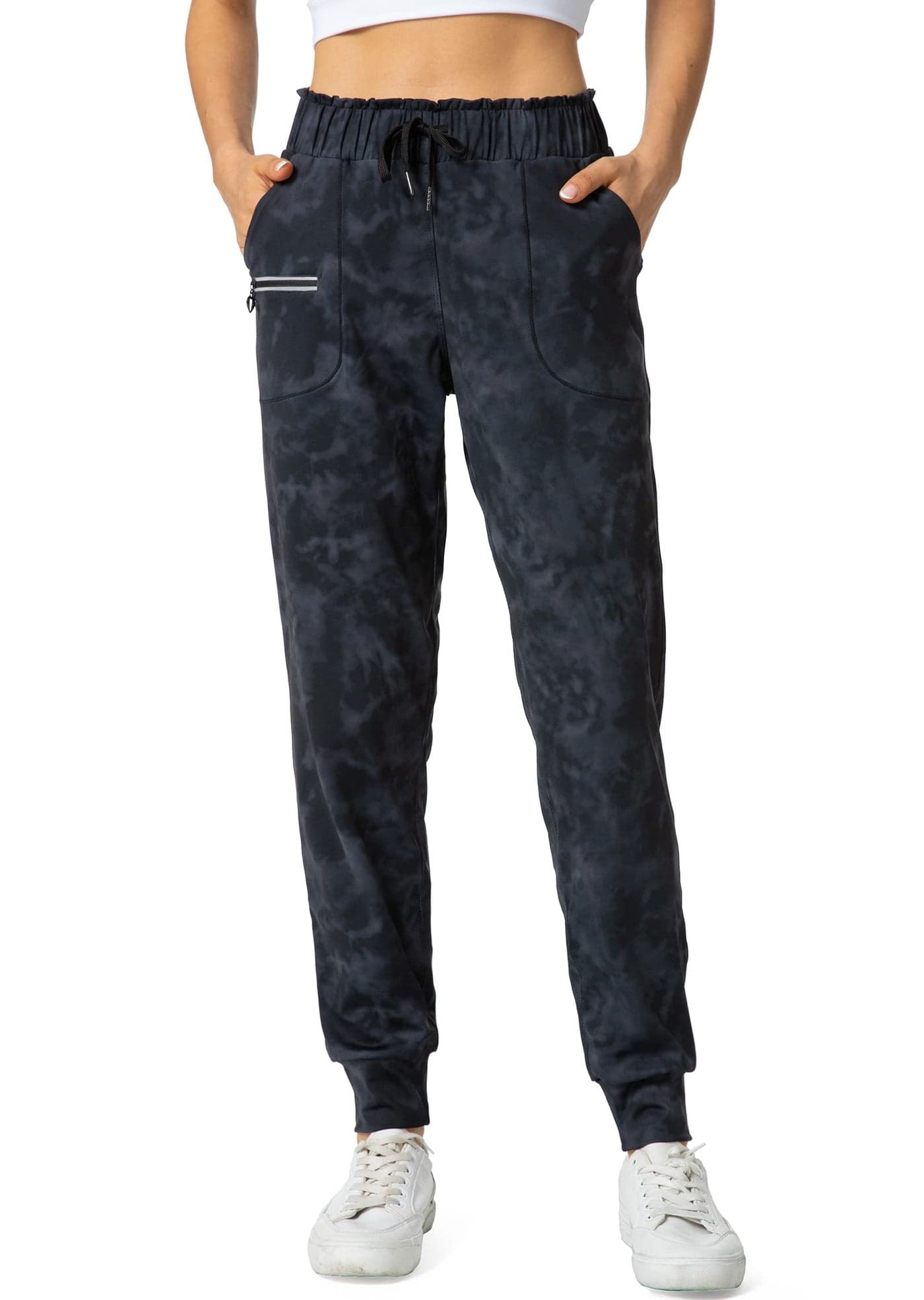 Haowind Joggers for Women with Pockets Elastic Waist Workout Sport Gym Pants Comfy Lounge Yoga Running PantsTie Dye Grey M
