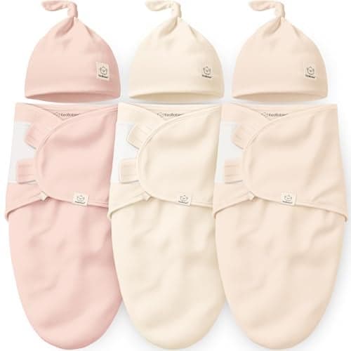 KeaBabies 3Pack Organic Swaddles for Newborns Girls Boys with Hats Soft Cotton Baby Sleep Sacks 03 Months Breathable Baby Hats and Swaddles 03 Months Newborn Essentials Must Haves Angelic