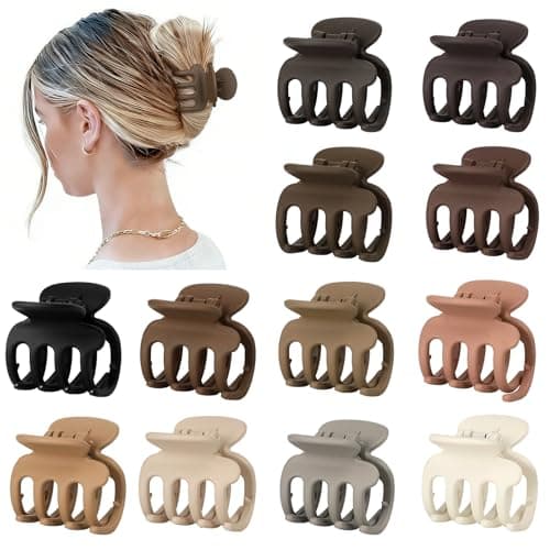 Sisiaipu 12Pcs Hair Clips for Women 18 Inch Small Claw Clips for Thin Hair Medium Hair Claw Clips for Thick Hair Accessories for Women Girls Brown