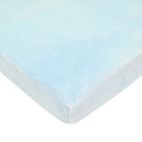 TL Care Heavenly Soft Chenille Fitted Mini Crib Sheet 24" x 38", Warm and Cozy Chenille Portable Sheet, Blue, for Boys and Girls, Fits Most Pack N Play Mattresses