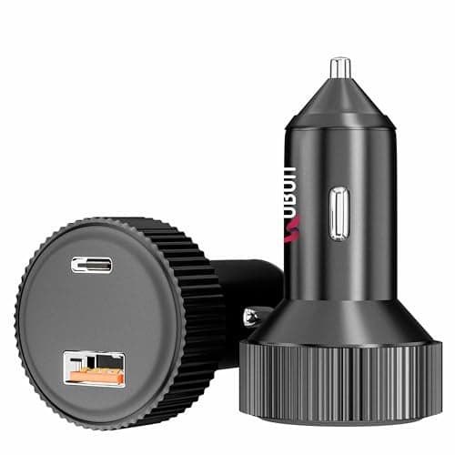 Ubon CH353 100W Dual Output Speed up Car Charger with Type-C PD & USB 3.0, Charging Adapter Compatible with Cars for iPhone & Android Smartphone, Smartwatch (Black)