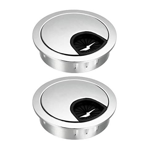 uxcell Cable Hole Cover, 2Inch/50mm Zinc Alloy Desk Wire Cord Cable Grommets Hole Cover for Office PC Desk Cable Cord Organizer, 2Pcs Bright Silver