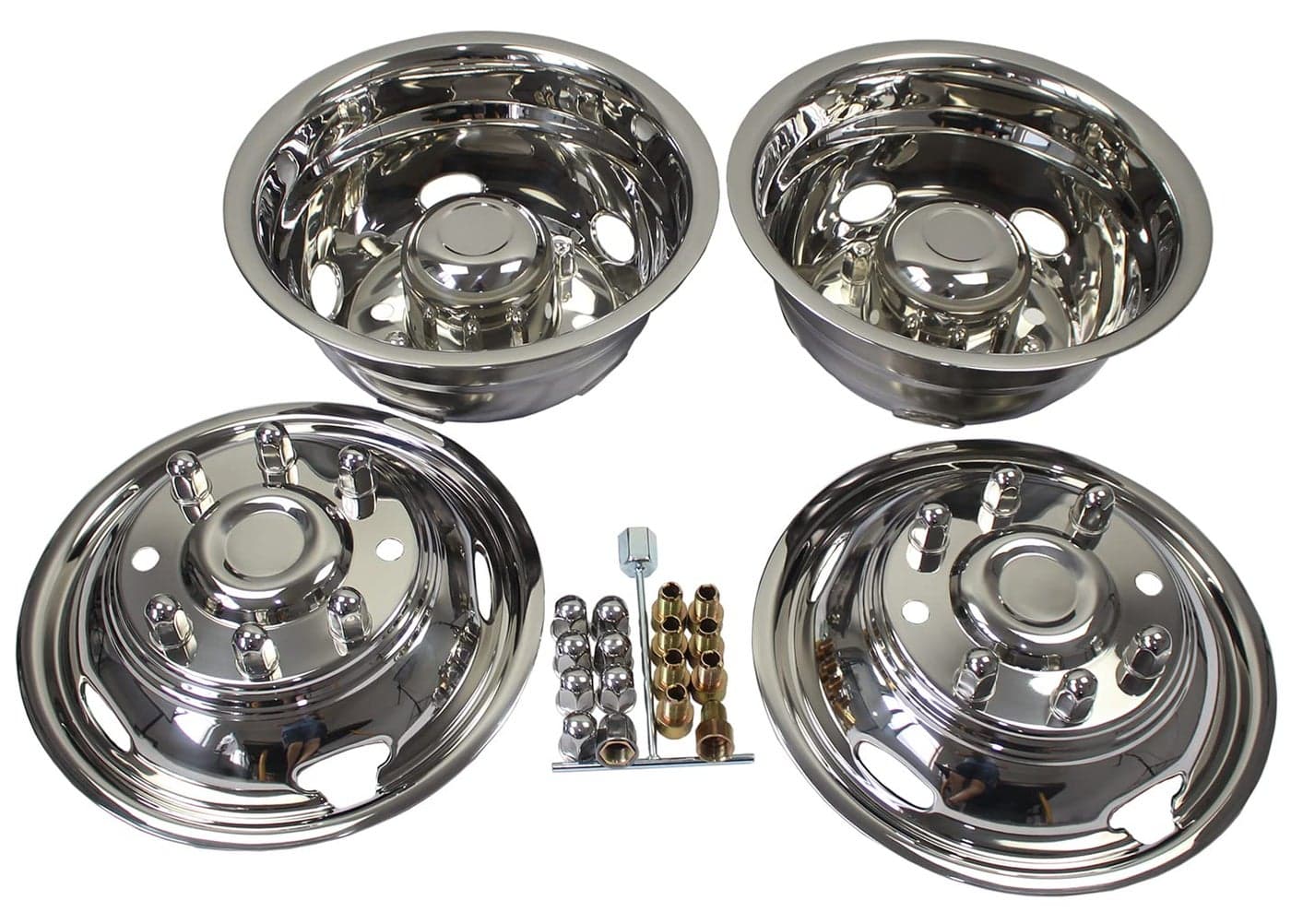 XIUHUA 17 Inch 8 Lugs 5 Hand Holes Stainless Steel Wheel Simulators for 20112021 Chevy GMC 3500 Dually Wheel Truck