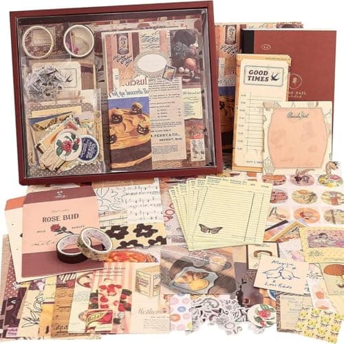 LANLOY 346pcs Journal Supplies Kit Vintage Stickers Art Journaling Bullet Junk Planners DIY Decoration Paper Stickers Craft Kits Notebook Collage Album (Morning Breeze Scrapbook), Multicolour
