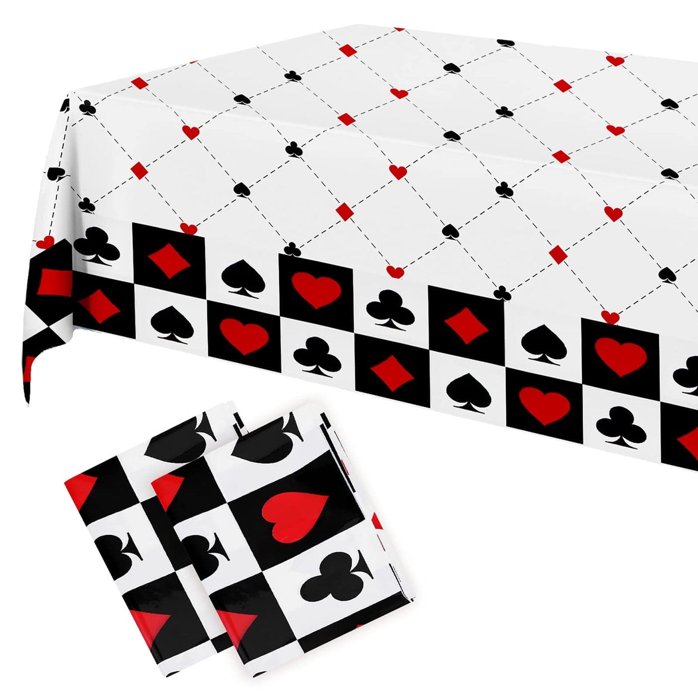 PHOGARY 2 Pieces Casino Theme Tablecloth Poker Table Cover Casino Disposable Plastic Rectangular Tablecover for Playing Card Birthday Party Favors Supplies