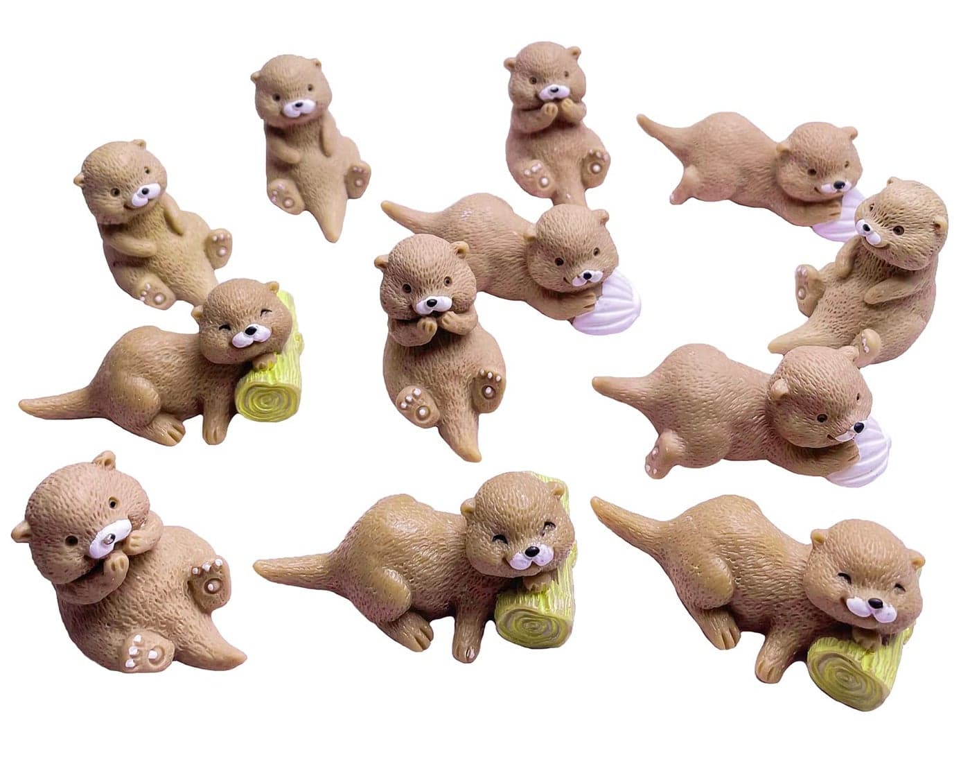 JKanruh 12 Pcs Resin Otters Cake Toppers Miniature Otters Figurines for Cake Decoration Home Terrarium Decoration DIY Crafts