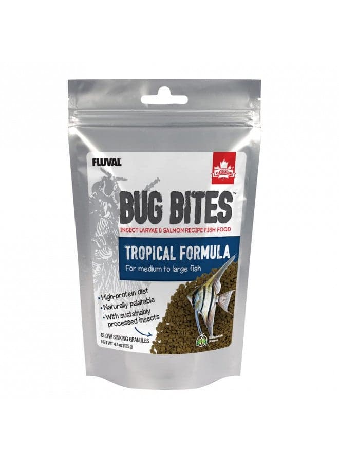Fluval Bug Bites Tropical Fish Large Granules 4.4 oz, A6579, Brown