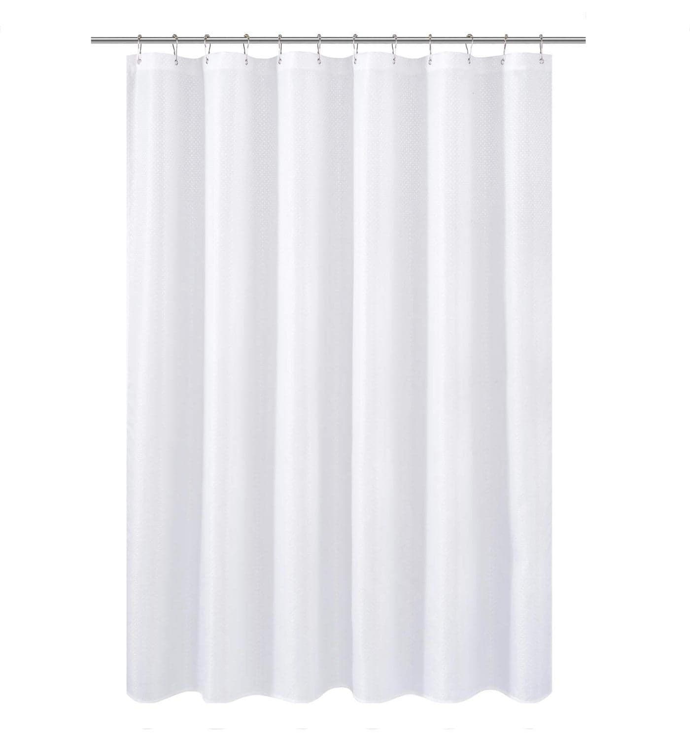N&Y HOME Short Shower Curtain or Liner Fabric 66 inches Shorter Length, Hotel Quality, Washable, Water Repellent, Diamond Patterned White Bathroom Curtains with Grommets