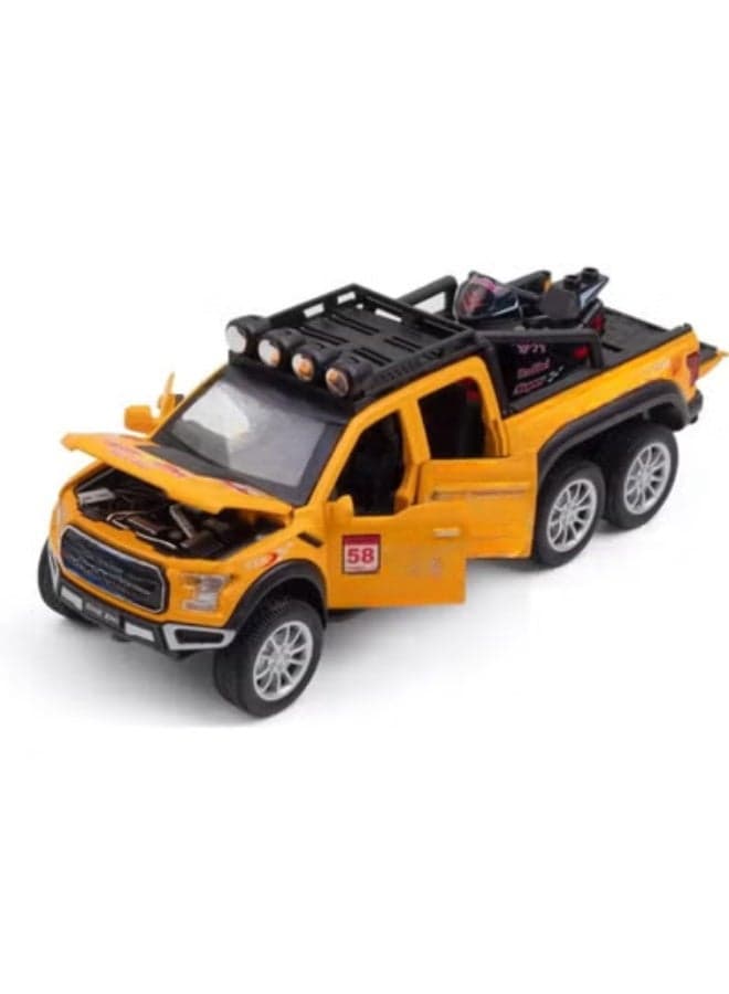 1:28 Scale Simulation of Alloy Diecast Metal Cars Truck Model - Pull Back Vehicle Toy for Boys and Girls (Yellow)