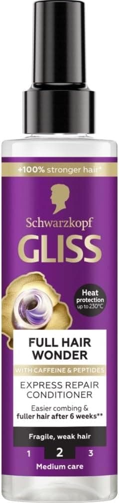 Gliss Full Hair Wonder Express Repair Conditioner Spray for Frigile Weak Hair Heat Protection Pack of 3 200 ml