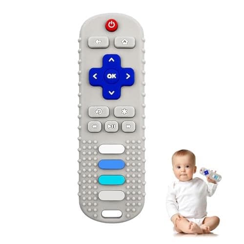 YAPROMO Baby Teething Toys,Reomte Teether Toys, Silicone Chew Toy for Babies 18+ Months, Remote Control Shape Teething Toys, Early Educational Toy BPA Free & Refrigerator Safe (Beige)
