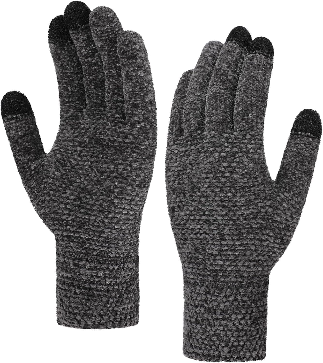 Winter Gloves for Women, Warm Chenille with 3 Touchscreen Fingers Texting, Elastic Cuff Womens Winter Gloves
