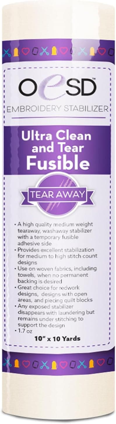 OESD Ultra Clean and Tear Fusible Embroidery Stabilizer 10 x 10 Yd Roll