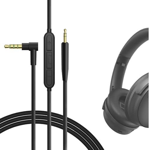 GEEKRIA Audio Cable with Mic Compatible with Bose QuietComfort Ultra II/SE/45/35 II Headphones, 3.5mm to 2.5mm Replacement Stereo Cord with Inline Microphone (4 ft/1.2 m)