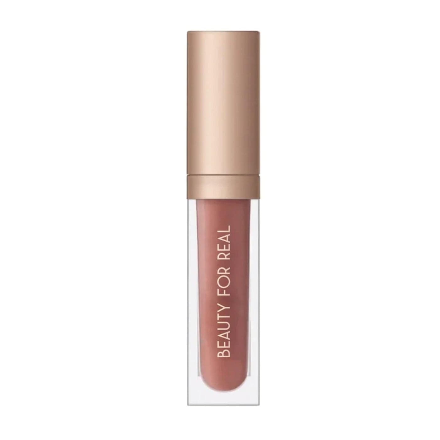 Beauty For Real Lip Gloss Shine Nudist Beige Nude Pink NonSticky Plumping Hydrating Gloss Light Mirror In Cap Contains Marine Collagen 015 fl oz