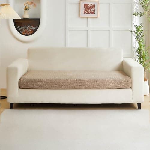Disayu Couch Covers for 2 Cushion Sofa Pet Friendly Couch Cushion Covers Universal Sofa Covers Washable Stretch Slipcovers for Sectional Sofa (Texture Light Coffee,Large Double Seat Cover)