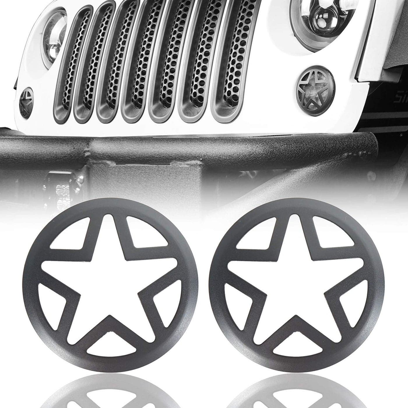 Hooke Road JK Front Turn Signal Light Guard Cover Compatible with 20072018 Jeep Wrangler JK Unlimited Pair