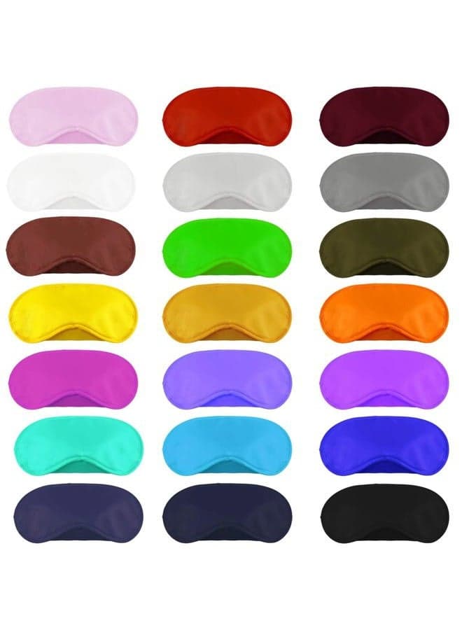 50 Pieces Blindfold Eye Mask Shade Cover with Nose Pad and Adjustable Strap for Travel Sleep or Party Supplies, 21 Colors