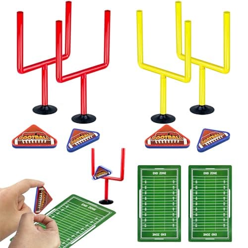 XIPEGPA 10 PCS Colors Mini Flick Football Games Mini Table Top Sports Games with Foam Footballs Goal Post and Cards Finger Toys Office Indoor Football Sports Party Favors Office Desk Toys Red Yellow