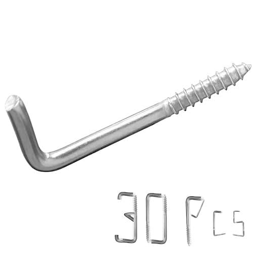 soimuk 304 Stainless Steel Screwin Hooks 30 PackSquare Curved Hooks7 Shape Screw Hooksl Shaped Screw in Hooks for Hanging