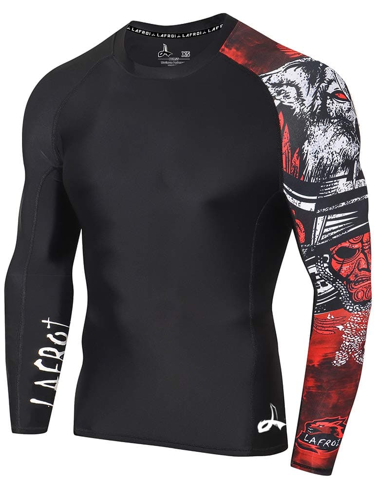 LAFROI Men's Long Sleeve UPF 50+ Baselayer Skins Performance Fit Compression Rash Guard-CLYYB Asym Warrior Size MD