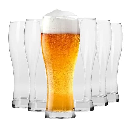 Krosno Chill Beer Glasses Set of 6 – 16.9 oz Pint Glasses (21.3 oz Total), Tall Beer Glasses for Lager, IPA, APA & Craft Beer, Clear Drinking Glasses, Dishwasher Safe, Made in Europe