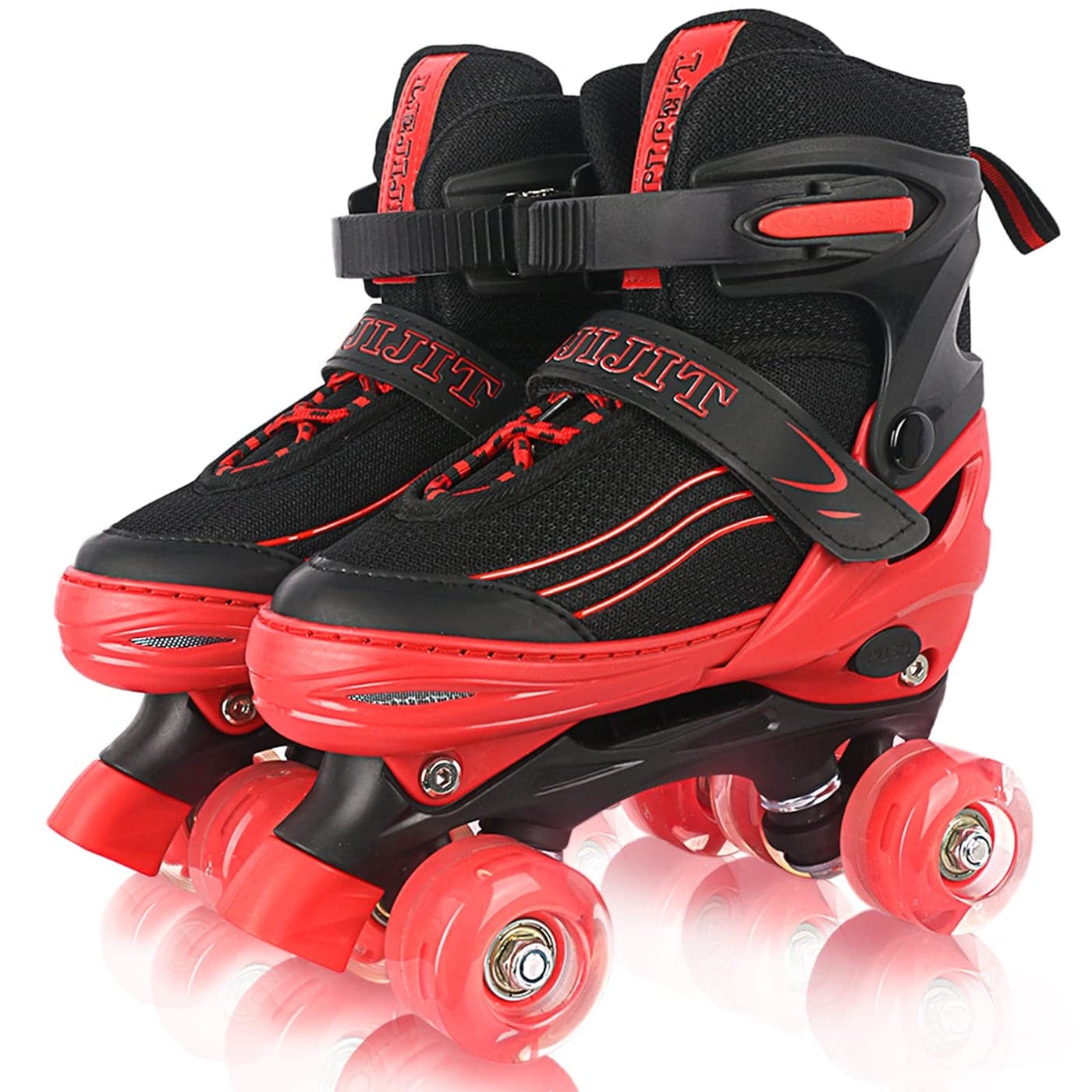 LEJIJIT Roller Skates for Kids Boys Girls Toddler Ages 312 Adjustable 4 Sizes for Kids and Youth Teen with Light Up Wheels Quad Red Roller Skates for Sports Youth 4Y7Y