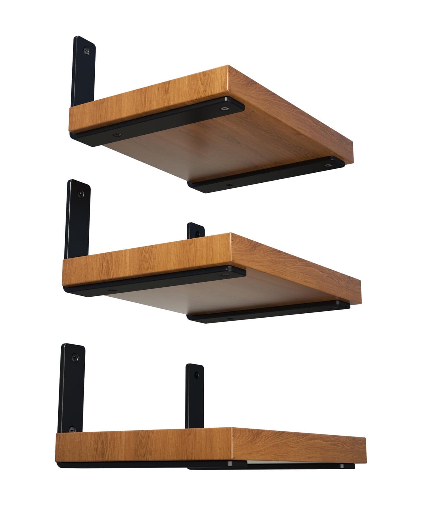 NEODROP 6-Pack 10 Inch Heavy Duty Shelf Brackets, Premium Floating L Bracket for Wall, Kitchen, Mantel Shelves Support | Quarter Inch (1/4") Thick | Black Powder Coated Steel