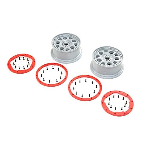Losi Wheels Silver Red Bead Lock 2 DBXL-E 2.0 LOS45033 RC Tire