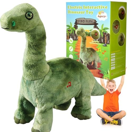 HCdoujoy Green Dinosaur Toys for Girls Walking Nodding Roaring Repeating What You Say Touch Button Control Eyes Turn Red Realistic Pet Toy Gift for Kids Christmas Birthday Easter Toddlers