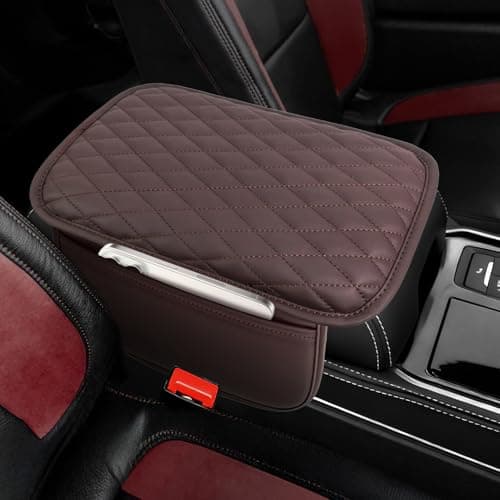 DSCARCovers Upgraded Car Center Console CoverMicrofiber Leather Car Armrest Cover Cushion with 2 Storage BagsUniversal Car Armrest Storage Box Car Interior Accessories for Most Vehicles Brown