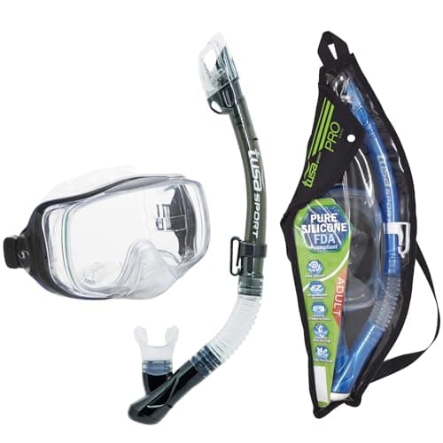 TUSA Sport Adult Imprex 3D Purge Mask and Dry Snorkel Combo, Smoke, UC-3325P-SK