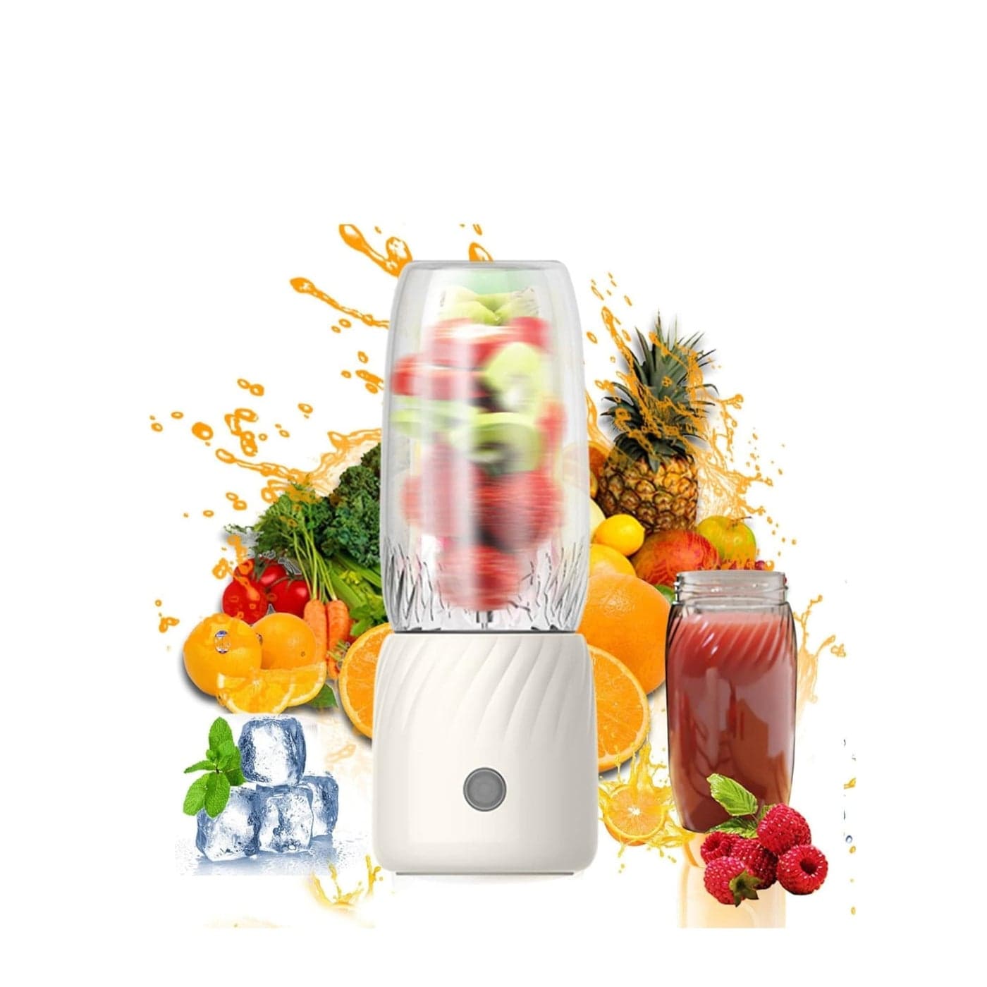 Portable Blenders Rechargeable Mini Juicer, Handheld Mini Personals Electric Juicer for Fruit and Vegetables, USB Rechargeable Mini Juicing Cup for Outdoor Sports Travel (White)
