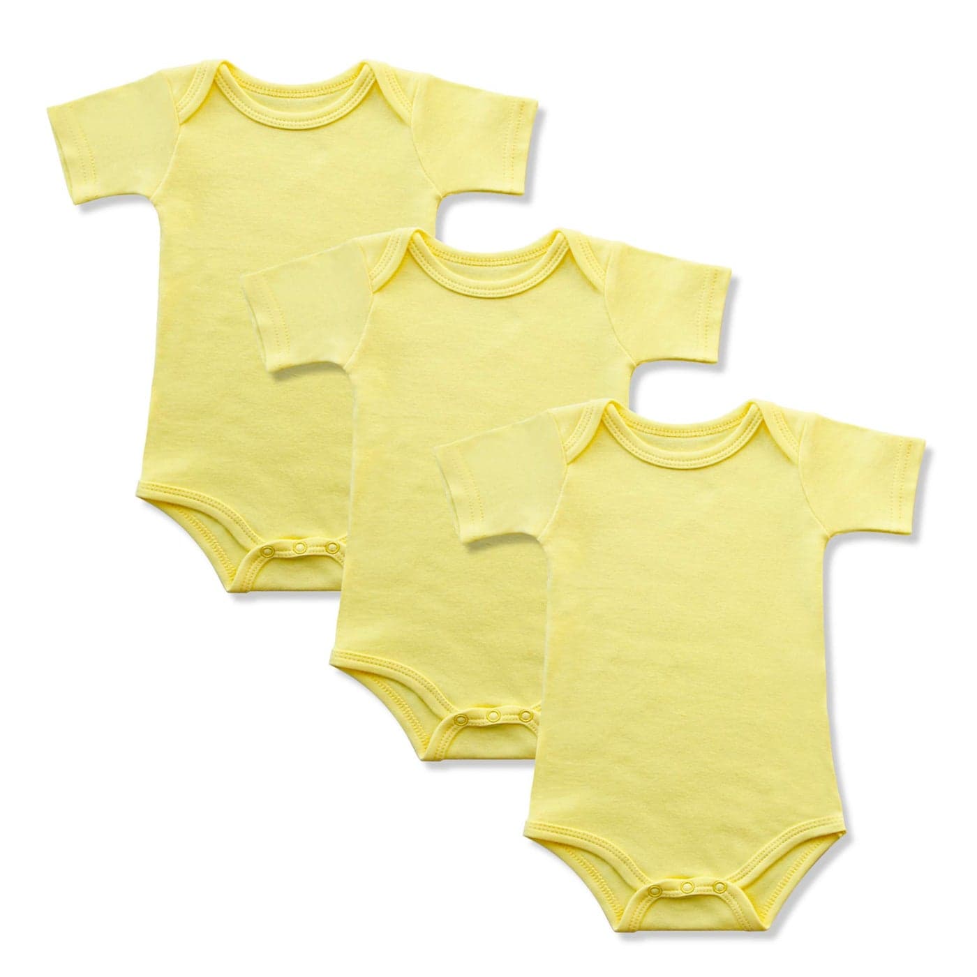 GLEAMING GRAIN Baby Yellow Onsies 100 Cotton Short Sleeve Baby Bodysuits Solid Color Infant Bodysuits for Newborn Baby 3Pack Yellow12M