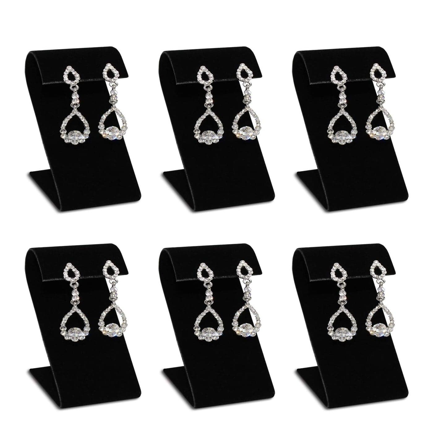 MOOCA 6 Black Velvet Earring Stand Showcase Displays Earring Jewelry Display Stands 3 14 in H Black Velvet