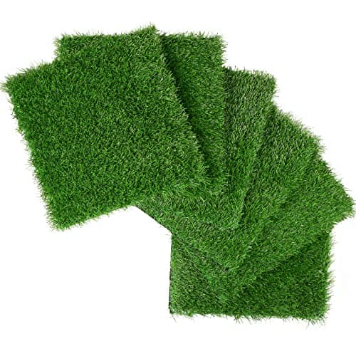 XLX TURF Green Artificial Grass Square Mats 6 Pack 12x12 Fake Grass Tiles Placemats Table Centerpiece Decor Golf Theme Party Patio Pets Turf Patch DIY Crafts