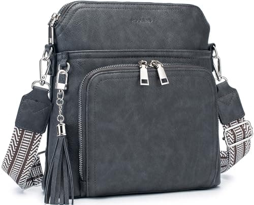 Roulens Crossbody Purse for Women Vegan Leather Medium Crossbody Wallet Bag for Travel Women Shoulder Handbags with Tassel