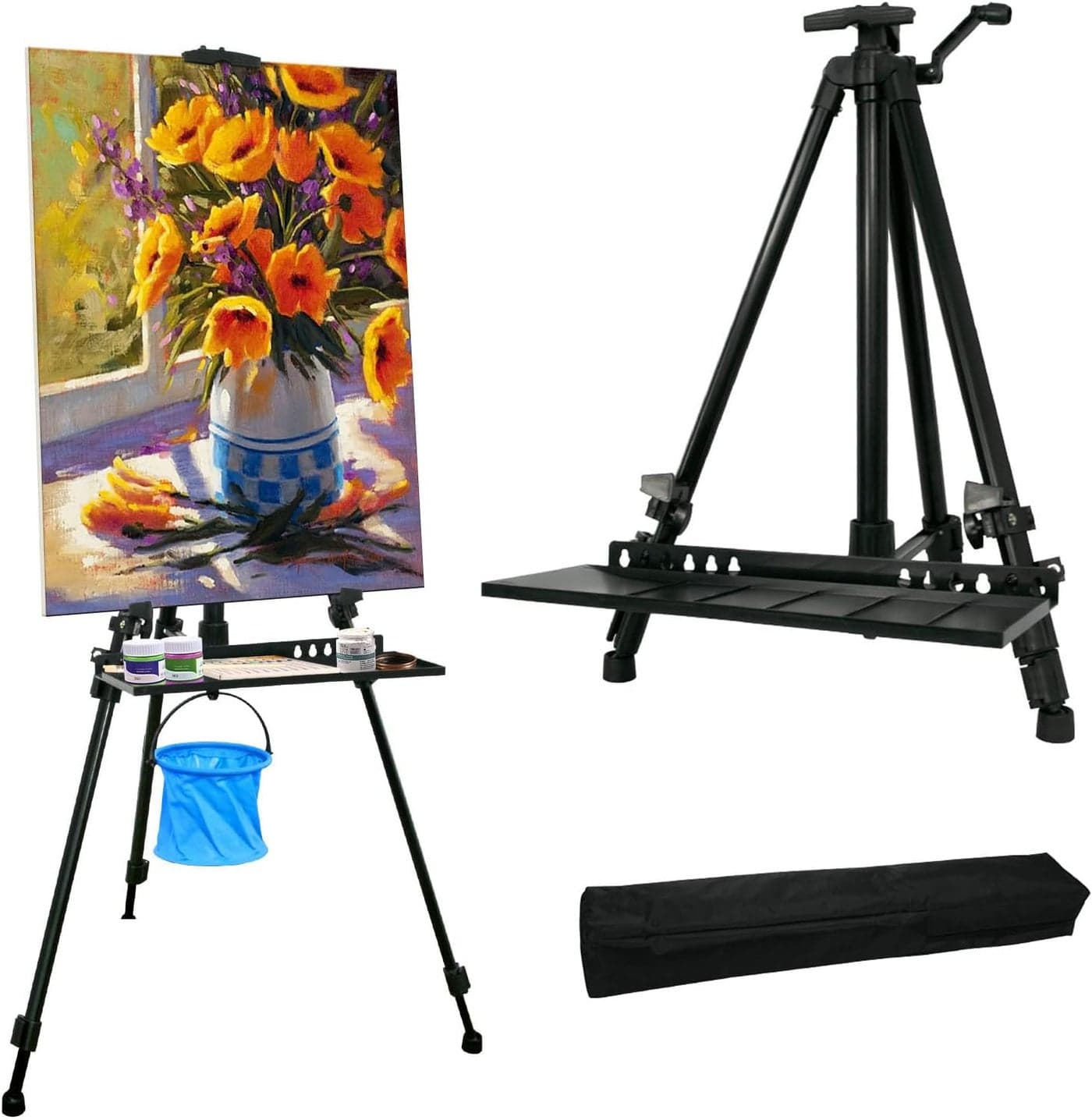 STANDNEE Painting Easel for Adults Adjustable Artist Easel Stand 50155cm Aluminium Tripod with Folding Legs Portable Bag Art Display Easel for Canvas Studio Home Use Black