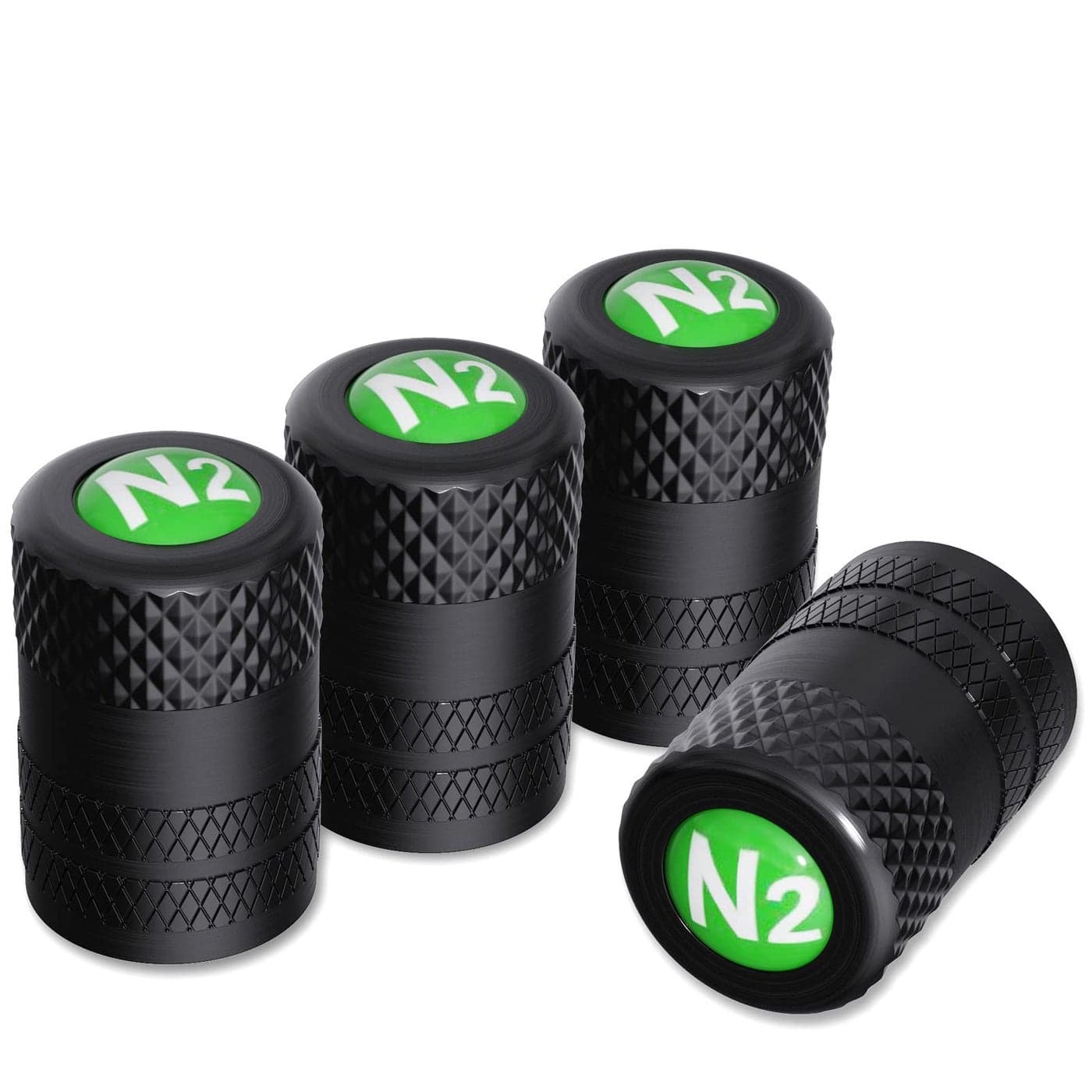 CKAuto 4 Pcs Aluminum Tire Valve Stem Caps with N2 Nitrogen Logo Universal Stem Covers for Cars SUVs Bike and Bicycle Trucks Motorcycles TPMS Safe Corrosion Resistant Dust Proof Black