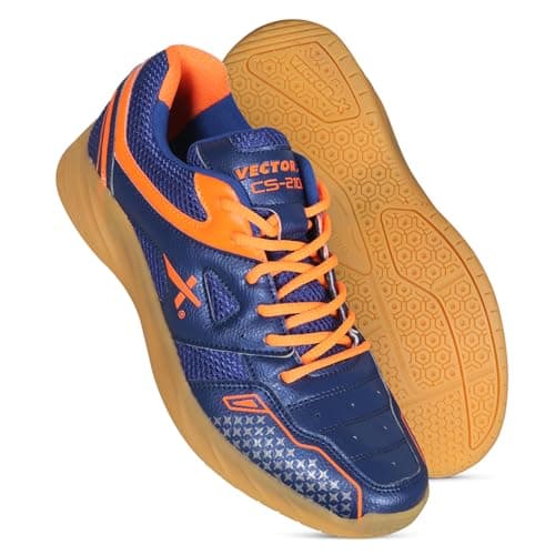 Vector X CS-2100 Court Shoes for Boys & Girls (Blue-Orange) (Size-7)