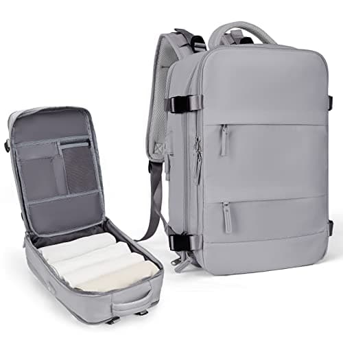 coowoz Travel Backpack For Women Men,Carry On Backpack,Hiking Backpack Waterproof Outdoor Sports Rucksack Casual Daypack Travel Essentials(Grey)