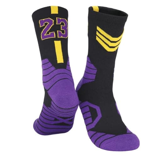 PROBEROS® Basketball Socks for Men, Cotton Sports Socks, Sweat-Absorbing Breathable, No.23 Special Edition, for Basket Ball, Badminton, Soccer, Running, Indoor Outdoor Training Football