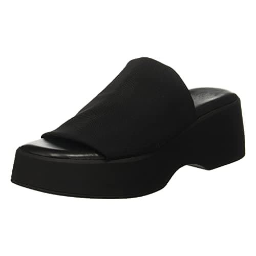 Minshluu Womens Platform Wedge Sandals Peep Toe Slip on Stretchy Backless Wedges Slides