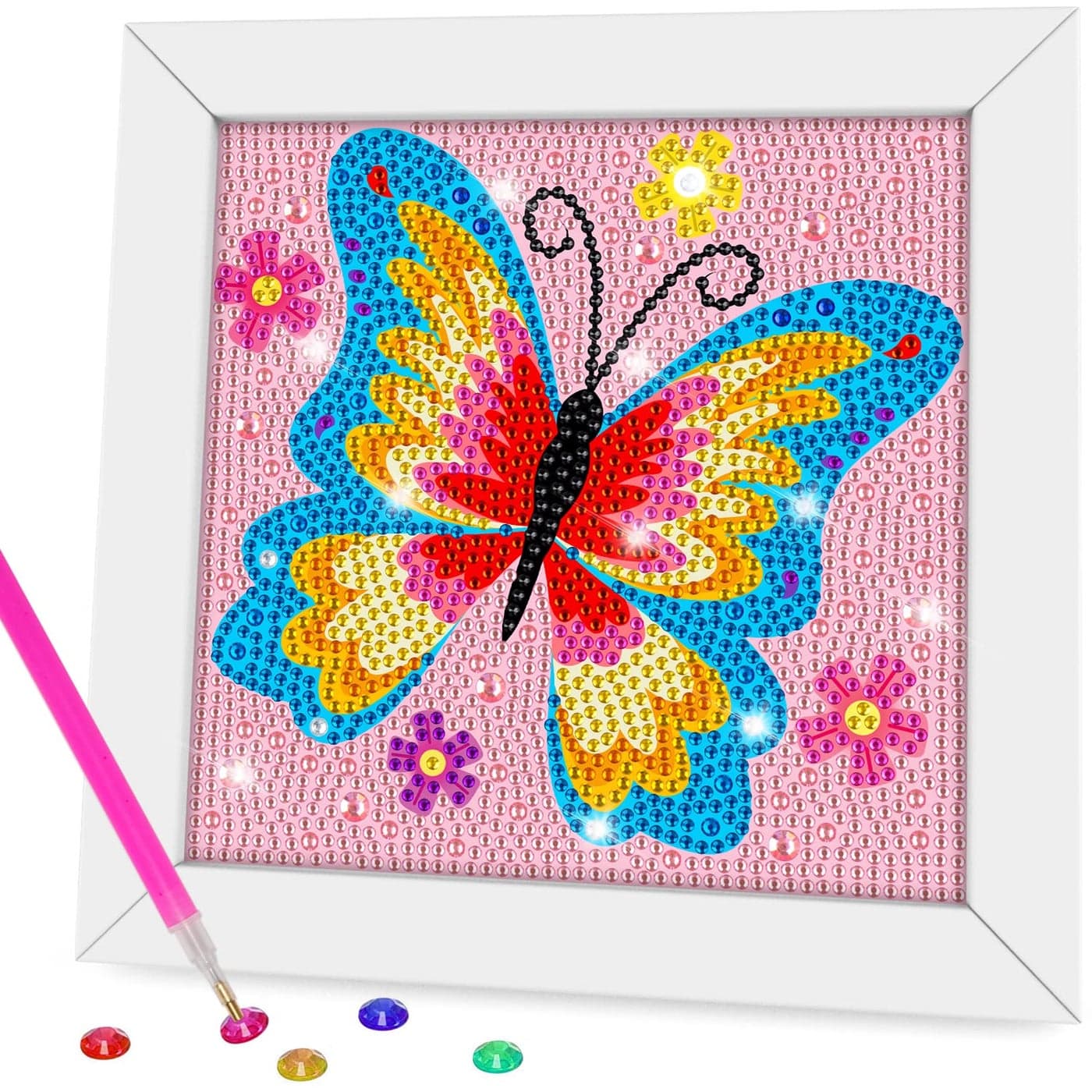 QEUOYSS Diamond Art Kit for Kids with Wooden Frame Art and Crafts for Kids Ages 68 1012 Easy to DIY Diamond Art for Kid and Adult Beginners Home Wall Decoration Butterfly